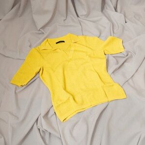 CH Carolina Herrera Yellow Waffle Knit Shirt